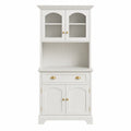 Credenza in Legno con Vetrina in Vetro Temperato Bianco