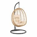 Poltrona Sospesa da Esterno in Rattan con Cuscino Crema