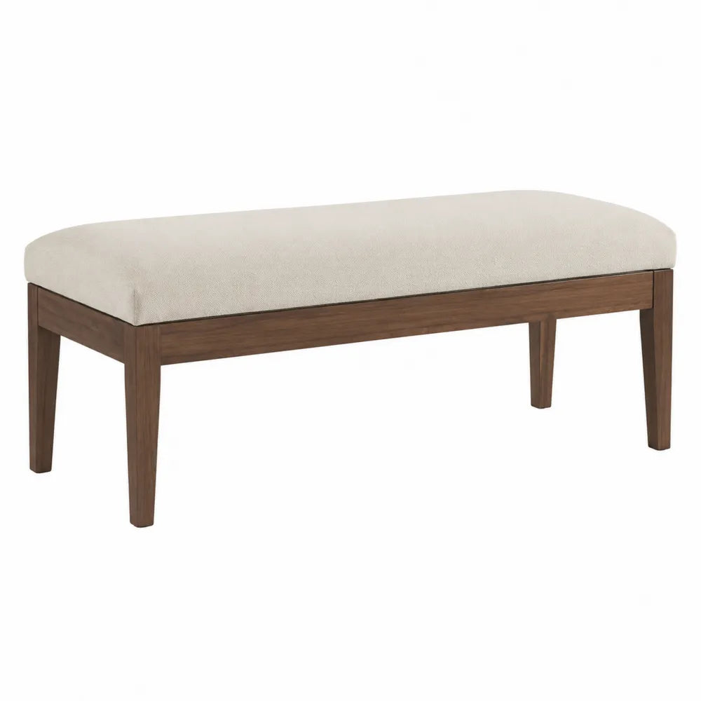 Panca in legno e tessuto beige 120 cm