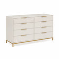 Cassettiera 8 Cassetti in MDF e Acciaio Bianco/Dorato