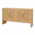 Credenza a 4 Ante in Legno e Rattan