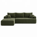 Divano angolare in velluto a coste verde oliva con chaise longue