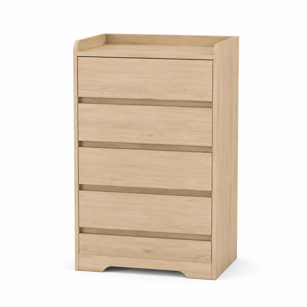 Cassettiera a 5 Cassetti in Legno di Rovere Chiaro