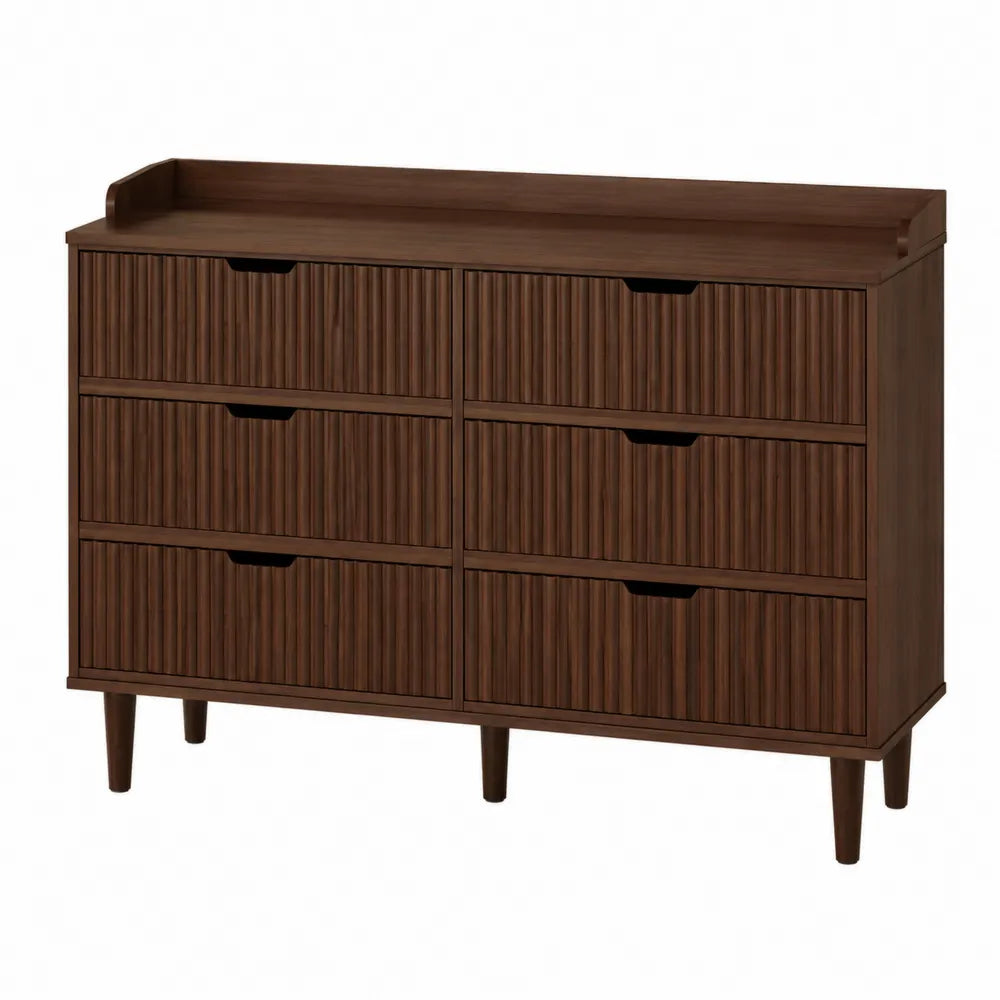 Cassettiera a 6 cassetti in legno marrone scuro 120x40x85 cm