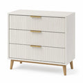 Cassettiera in Legno MDF con 3 Cassetti Bianco e Metallo