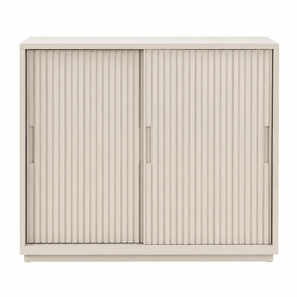 Credenza in legno MDF bianco con ante scorrevoli 100x40x90 cm
