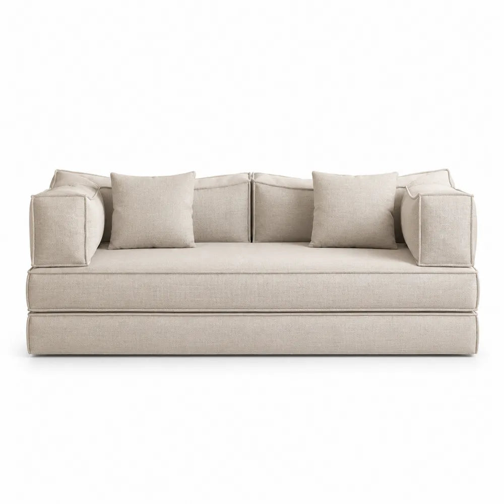 Divano tre posti in tessuto poliestere beige