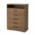 Cassettiera a 5 cassetti in legno MDF con maniglie in metallo nero