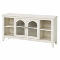 Mobile TV in legno con ante in vetro temperato scanalato 150x40x85 cm